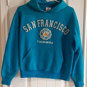HAYWARD, CA. COTTON BLEND Hoodie with Nice TACKING Twill Embroidery, Teal M
